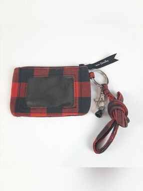 Vera Bradley Red Buffalo Plaid Zip ID Case and Lanyard